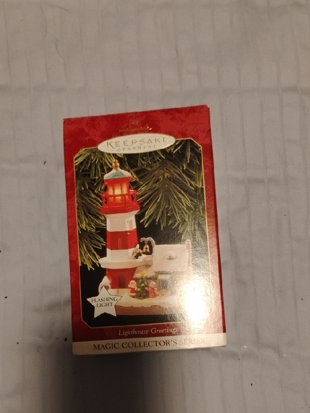 Hallmark Keepsake "Lighthouse Greetings" Holiday Ornament - Red and White